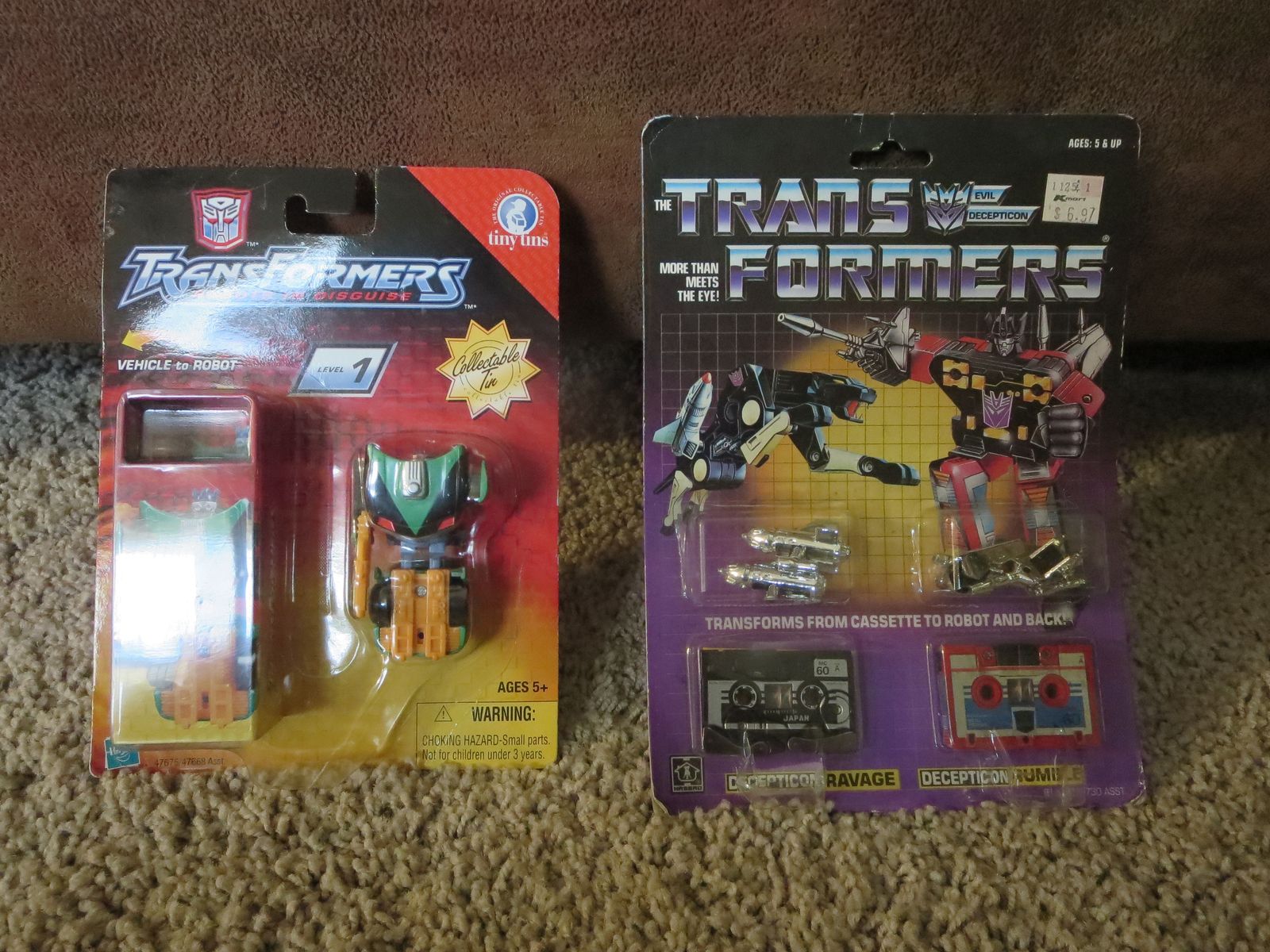 Transformers Vintage Sealed Figure Lot: Robots In Disguise & G1 Decepticon Ravage Rumble Cassettes
