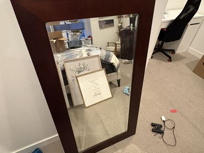 Large Dark Wood Framed Floor Mirror