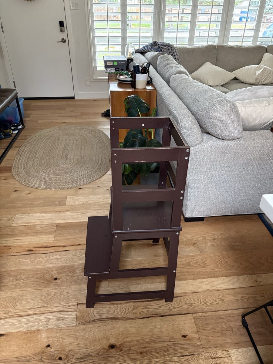 Brown Wooden Toddler Learning Tower Step Stool