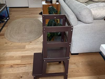 Brown Wooden Toddler Learning Tower Step Stool