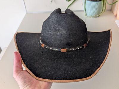 Resistol cowboy hat, black w/tan trim