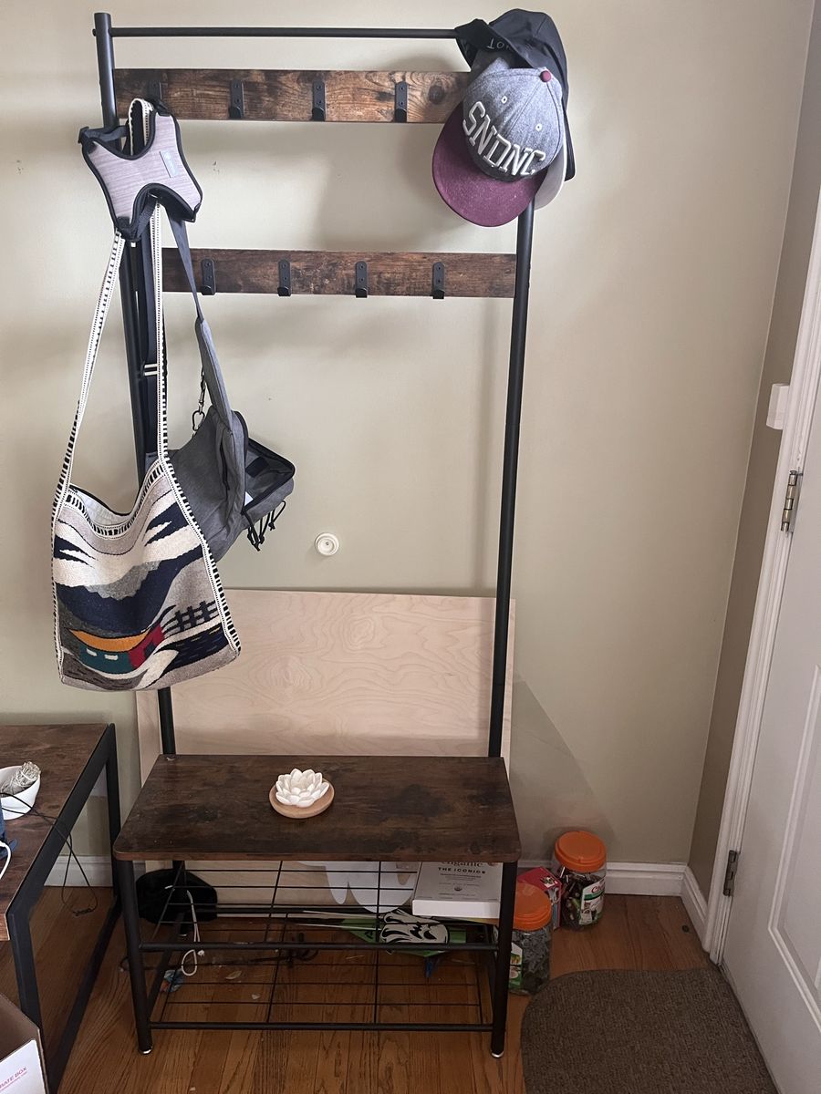 Hall Tree Coat Rack with Shoe Bench & Hooks - Entryway Organizer