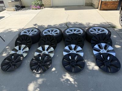 Tesla Model Y 19-inch Gemini Wheels with Continental ProContact RX Tires & 3 sets of Hubcaps