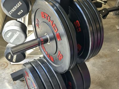 Ethos Olympic Bumper Plates & Rolling Rack