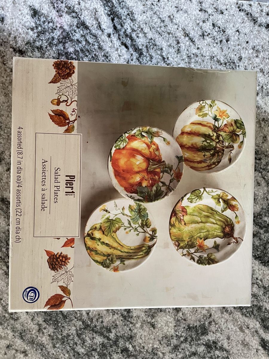 Pier 1 Pumpkin Patch Gourd Salad Plates Set of 4 - New in Box