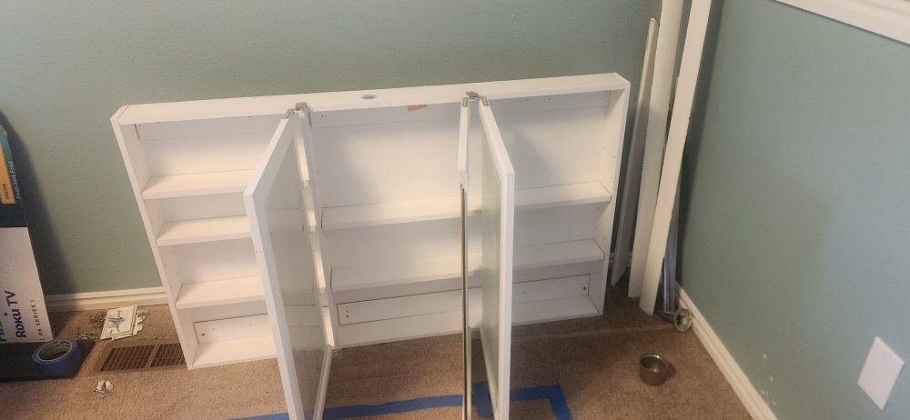 White 3-Door Framed Mirrored Bathroom Medicine Cabinet with Shelves