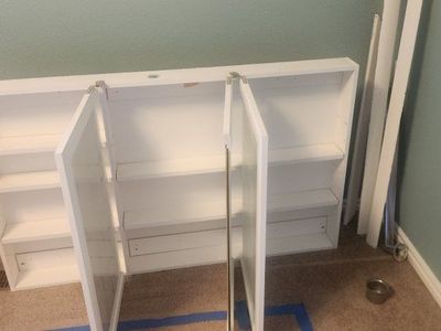 White 3-Door Framed Mirrored Bathroom Medicine Cabinet with Shelves