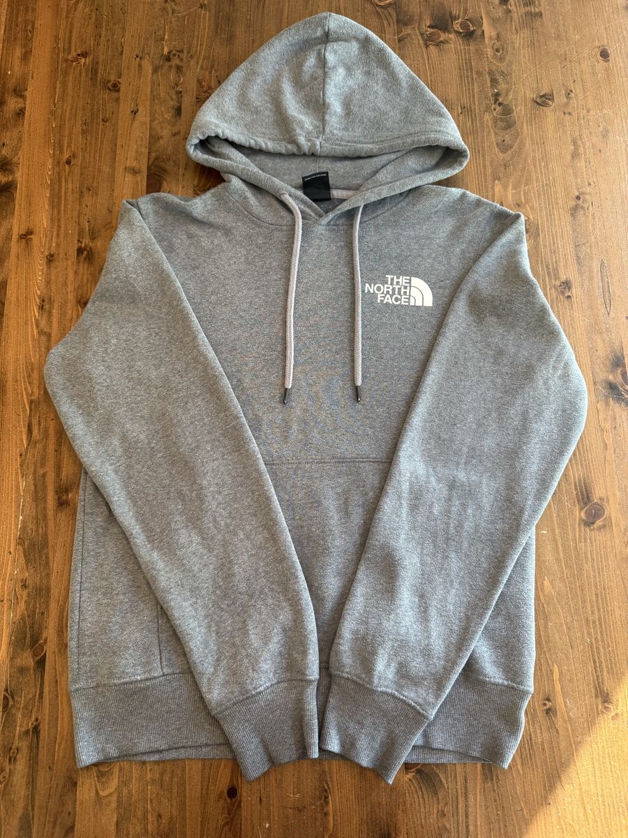 The North Face Men's Grey Logo Pullover Hoodie - Size XS with Front Pocket