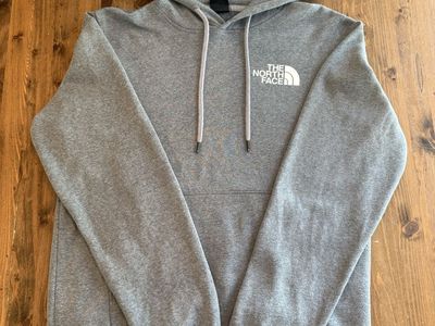 The North Face Men's Grey Logo Pullover Hoodie - Size XS with Front Pocket