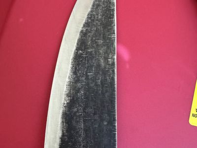 Handmade Damascus Steel Chef Knife with Black Wood Handle and Leather Sheath