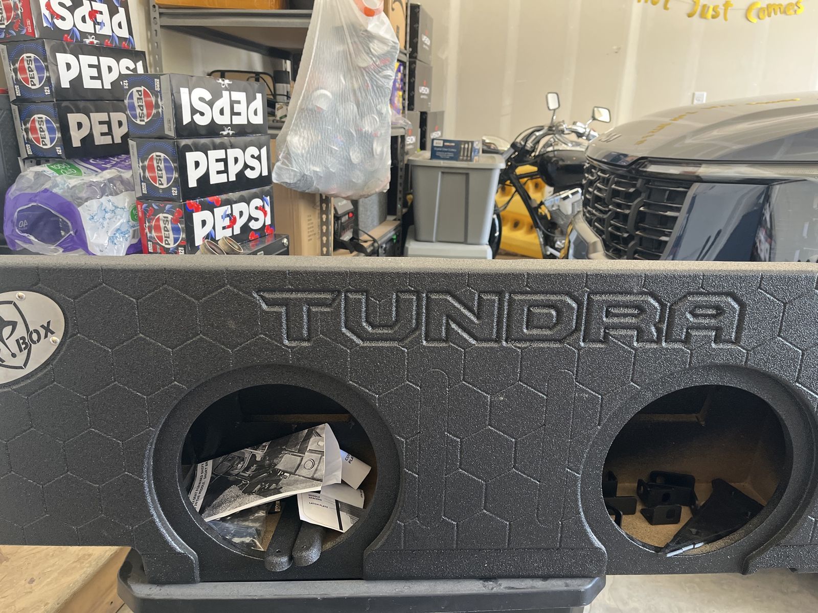 Brand new all the accessories with it to mount down your box for 2-10” subwoofers just the empty box