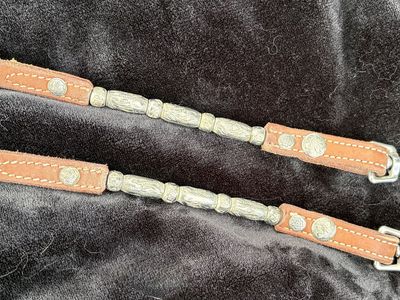 Split Leather Show Reins with Silver