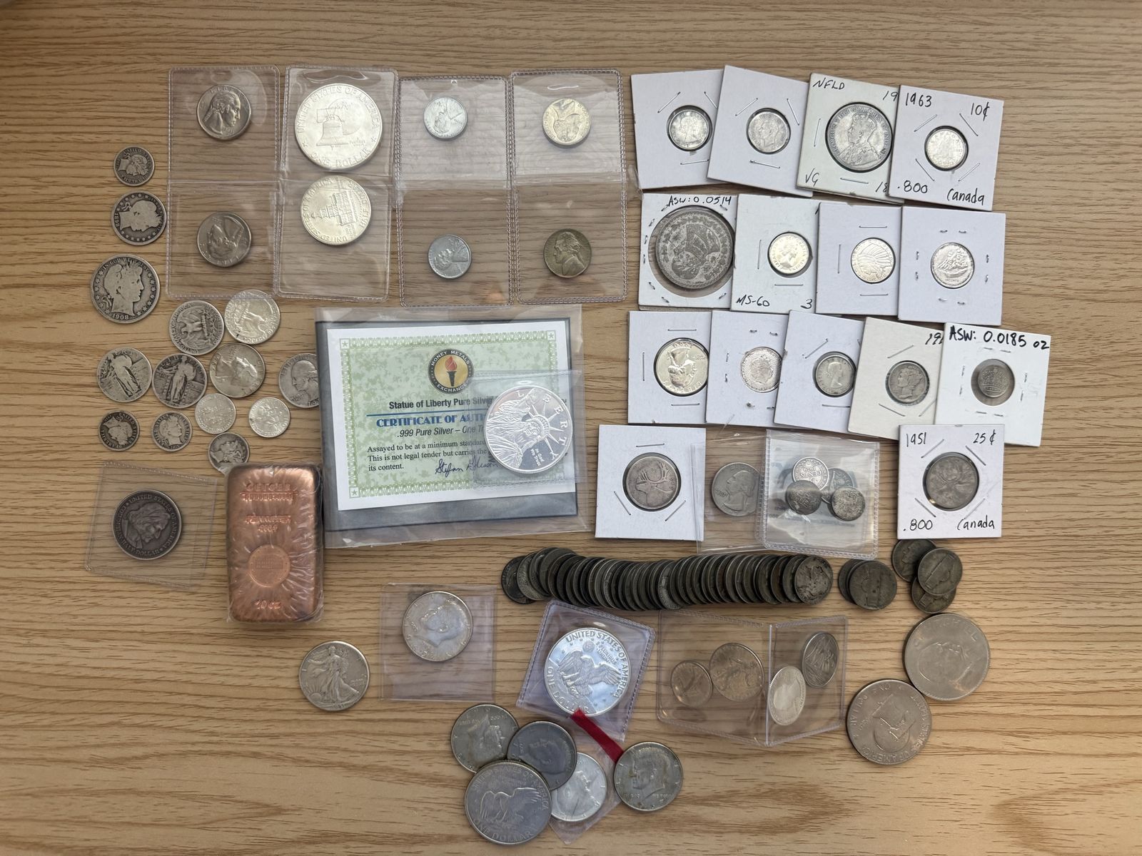 Huge silver/coin collection, selling for way under value, 10oz Geiger included. 