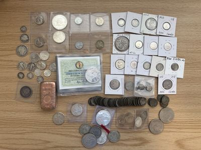 Huge silver/coin collection, selling for way under value, 10oz Geiger included.