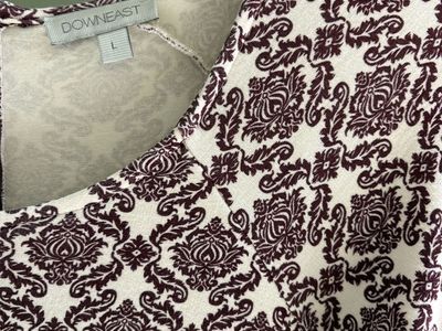 Downeast Knit Dress Cream/Burgundy Print size L