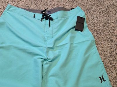 Hurley Men's Phantom Board Shorts Size 36 Aqua Blue with Back Pocket