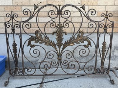 Vintage Spark Guard Fireplace Cover, Screen Panel, Iron, Trellis or headboard