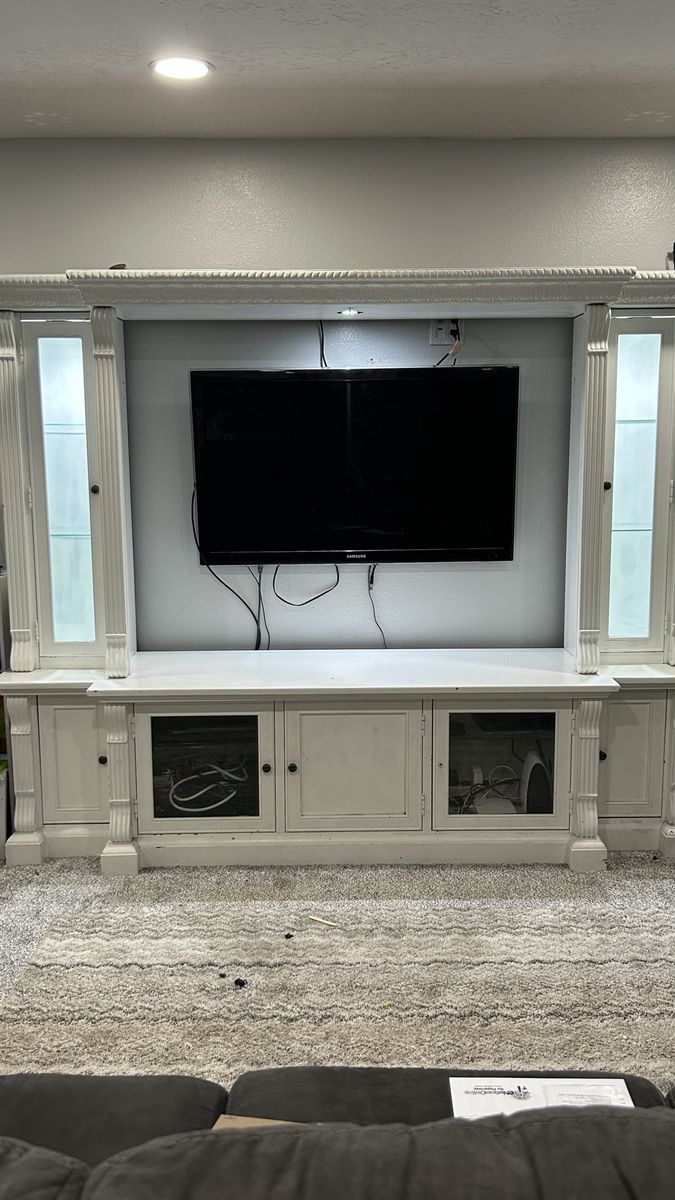 Large white entertainment center