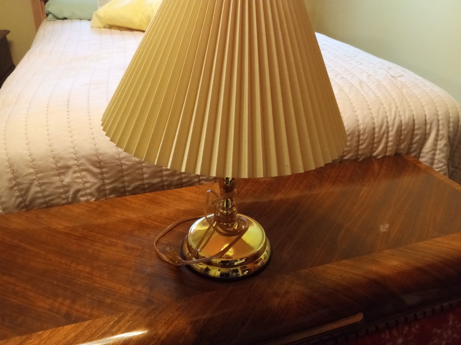 Vintage Brass Table Lamp with Pleated Shade