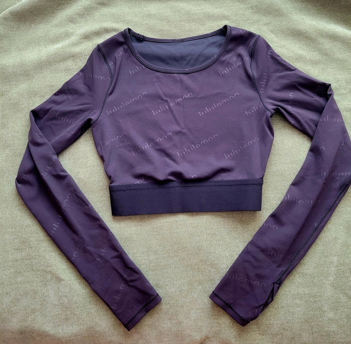 Small Lululemon Wunder Train Cropped Long-Sleeve - Embossed Tonal Logo