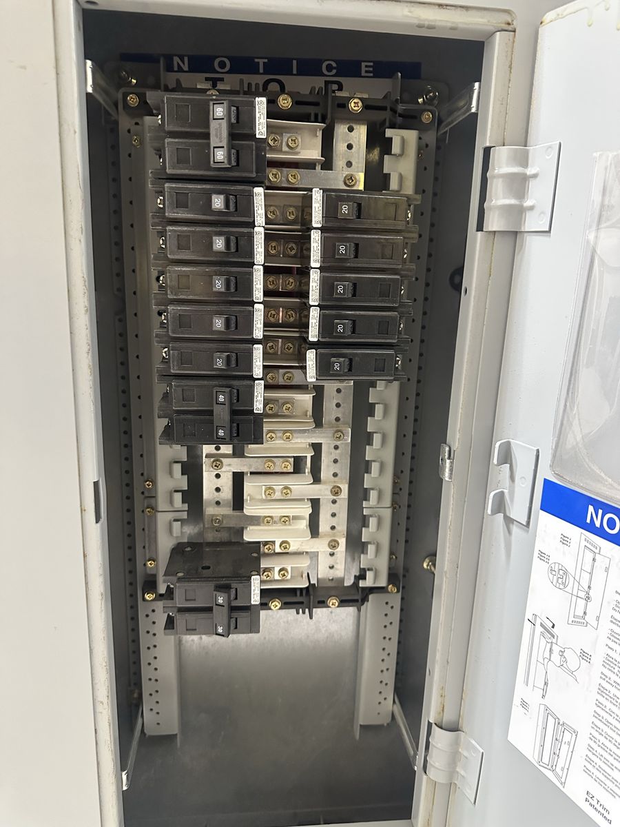 Complete Eaton Single-Phase PRL1A Panelboard, Enclosure Box, Cover & Breakers