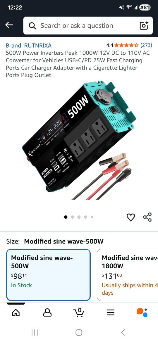 Rutnrixa 1000w power inverter
$60
