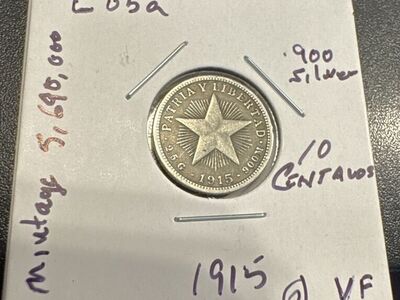 Cuba Ten Centavo Coins (Silver)