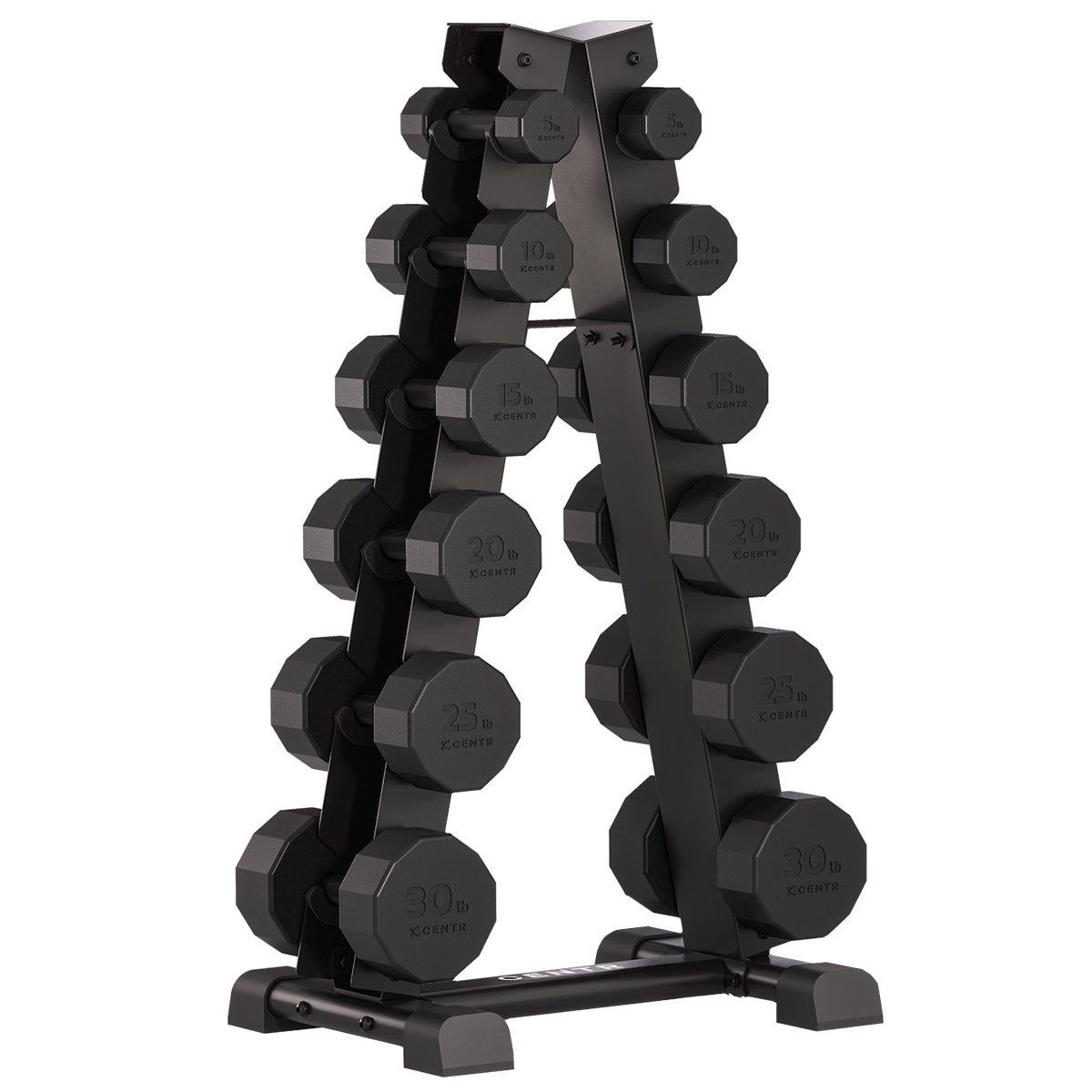 Centr 210 lb. Dumbbell Set with Storage Rack, Rubber Coated 1872126 #96905