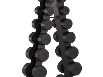 Centr 210 lb. Dumbbell Set with Storage Rack, Rubber Coated 1872126 #96905