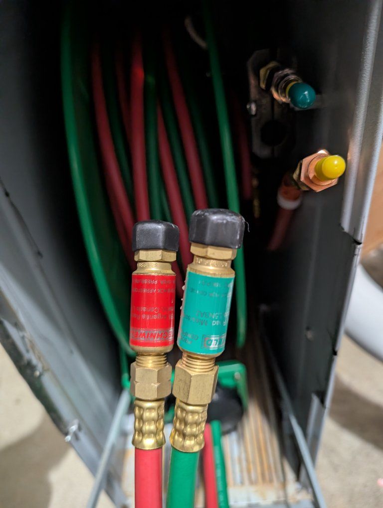Zig's Slides Metal Hose Reel Cabinet with 25' Welding Hose & Connections