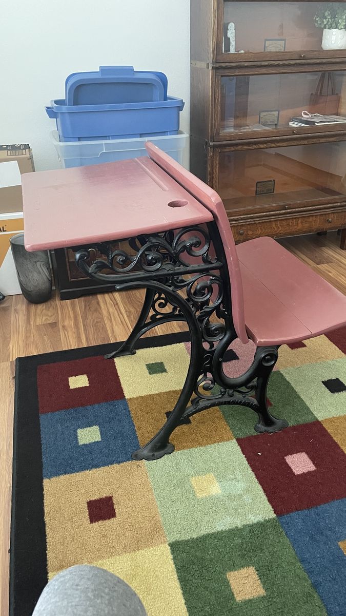 Antique folding school row desk