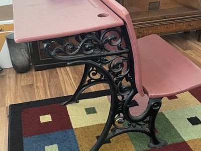 Antique folding school row desk
