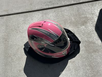 Typhoon Helmets KY-B15 Pink and Silver Motorcycle Helmet Y-L