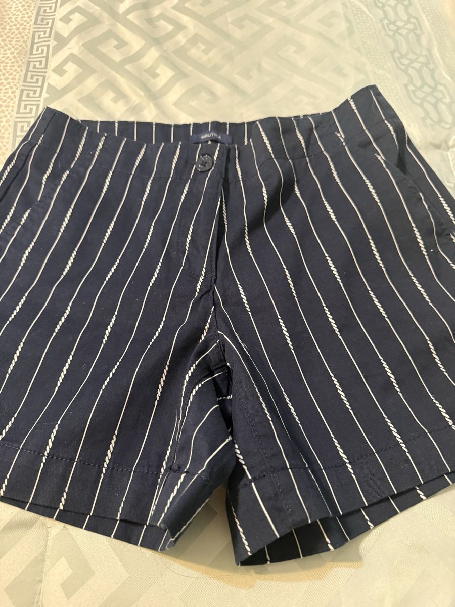 Nautica Women's Blue & White Striped Cotton Blend Shorts - Size 2