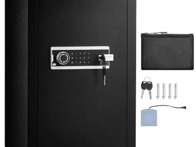 SKYSHALO Single Door 3.5 cu. ft. Safe Box with Key Lock and Password, Safe Lock Box with Fireproof Bag, Key Rack, LED Light