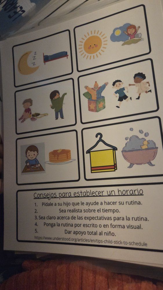 Bilingual Kids Daily Routine Chart - English & Spanish, Visual Schedule with Tips