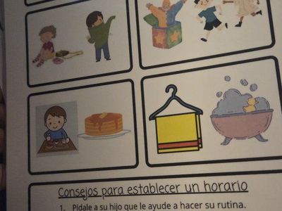 Bilingual Kids Daily Routine Chart - English & Spanish, Visual Schedule with Tips