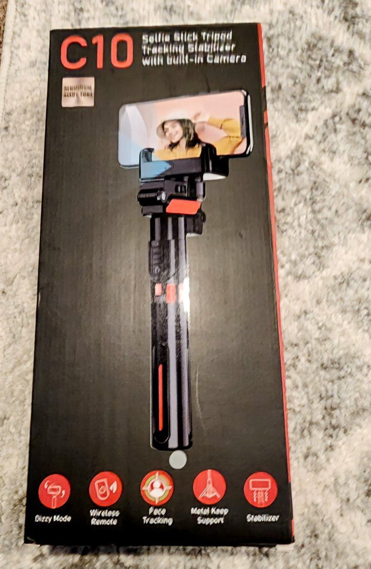 C10 Smart Auto Face Tracking Selfie Stick Tripod with 360° Rotation & Anti-Shake Stabilizer