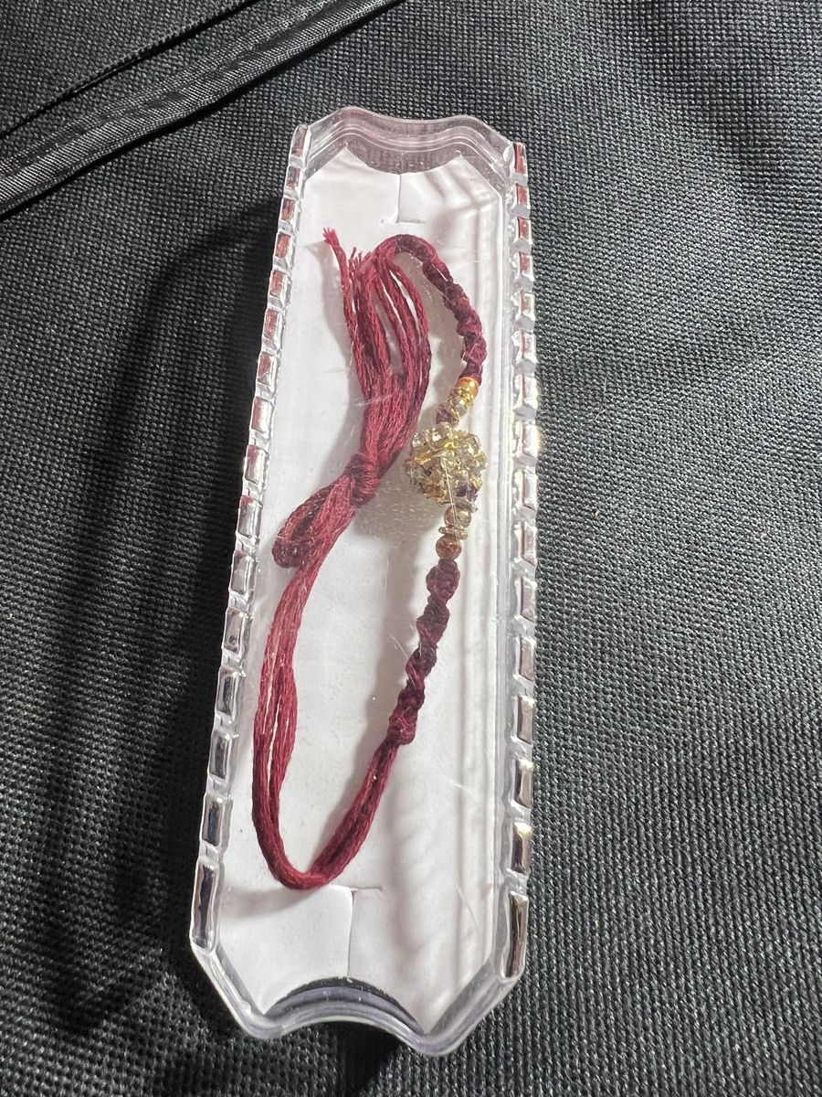 Handmade Red Thread Bracelet with Gold & Rhinestone Charm - Unisex, Adjustable