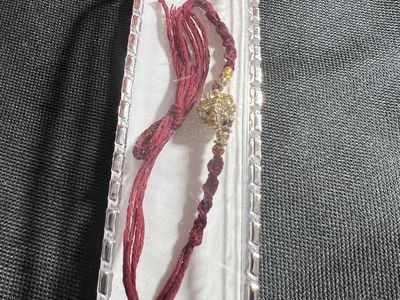 Handmade Red Thread Bracelet with Gold & Rhinestone Charm - Unisex, Adjustable