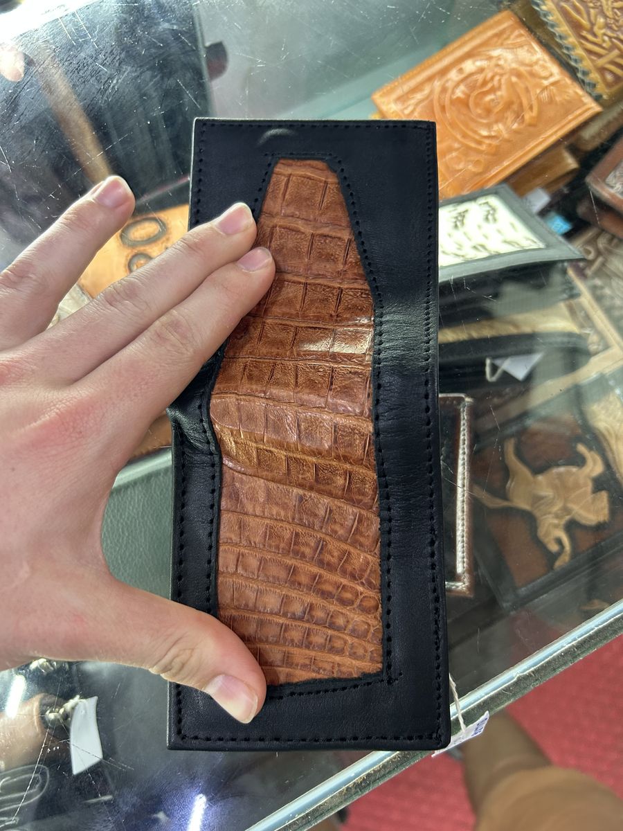 Caiman and Leather Wallet