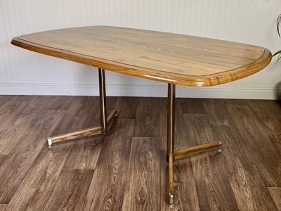 Vintage Retro Oak Pedestal Dining Table