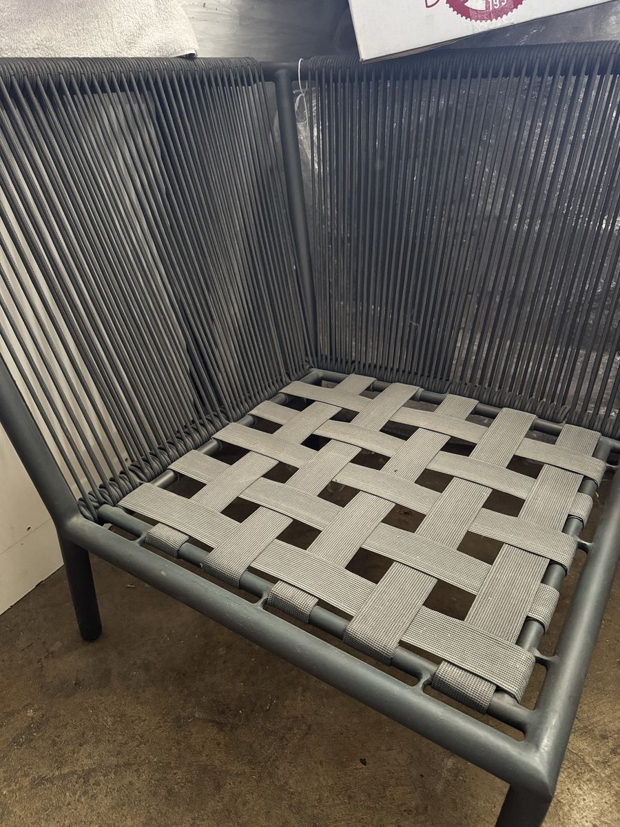 Crate and Barrel Modern Grey Woven Outdoor Patio Corner Chair $70 OBO