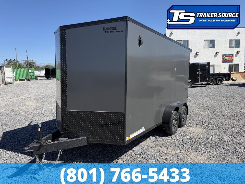 7x14 Look Element Elite Enclosed Car Hauler Trailer - 7K GVWR - .080 PolyCor, Alloy Wheels, Black Out Package, Finished