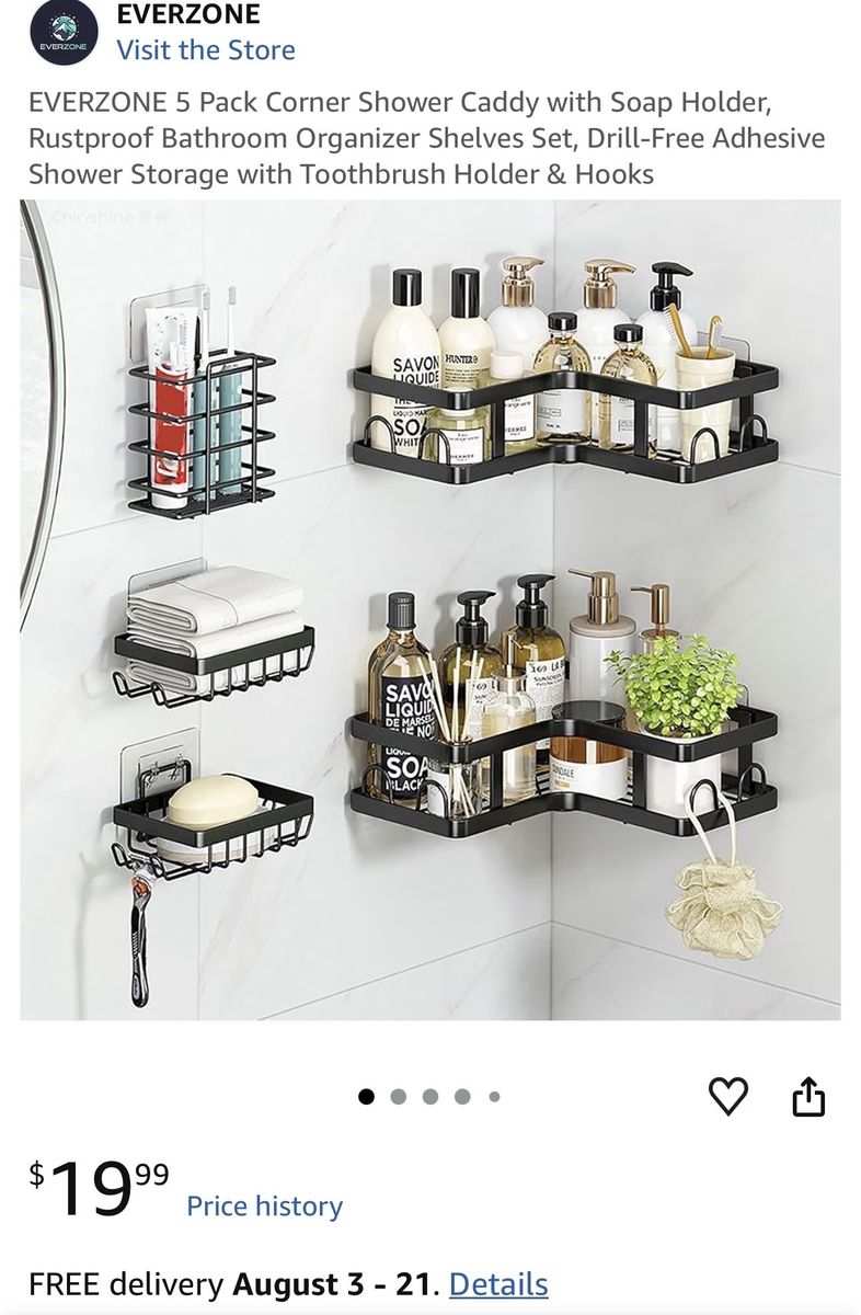 Corner Shower Caddy Set with Soap Holder
