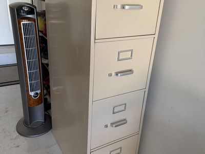 Beige Metal 4-Drawer Filing Cabinet - Office Storage Solution
