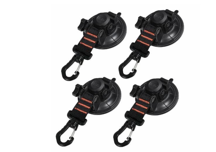NEW! Heavy Duty Suction Cup Anchors w/Securing Hook Tie Down Set of 4, w/Carrying Bag