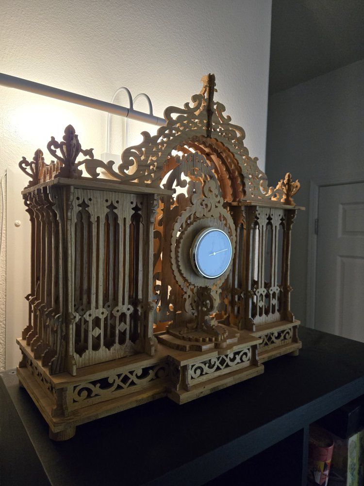 Wooden Carved Mantel Clock