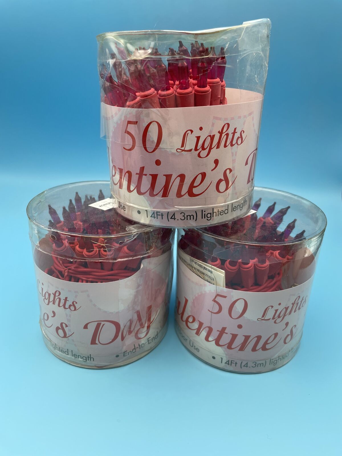 3 Packages of 50 Red Lights For Valentines Day or Other Uses