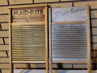 Vintage Antique Washboards - Maid-Rite & Flyer Silver Lot of 2